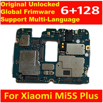 100% Eredeti Alaplapja A Xiaomi Mi 5S Plus Alaplap Teljes Chips Áramkörök Kártya Díja Lemez Flex Kábel Globális Frimware