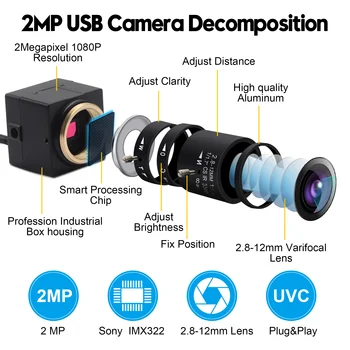 1080P Térfigyelő Kamerák Alacsony megvilágítás Ipari Gépi Látás Mini USB Webkamera Számítógép PC Asztali Laptop
