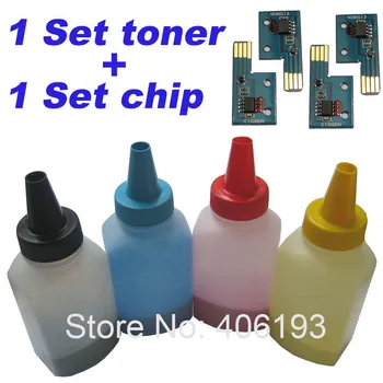 4 Toner + 4 Chip CT201114 CT201115 CT201116 CT201117 Xerox C1110 1110 C1110 b C 1110B Üveg, színes toner por