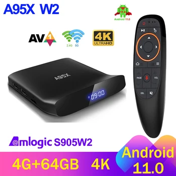 A95X W2 Android 11 Smart TV Box Amlogic S905W2 4GB 32G 64 gb-os 2.4 G&5G Kettős Wifi 4K BT Youtube-on Media Player 2G16G Tvbox Set Top Box