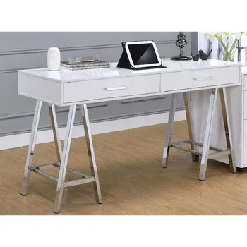 ACME Coleen Asztal, Fehér magasfényű & Chrome 92229 Fehér Tömör Fából [US Állomány]