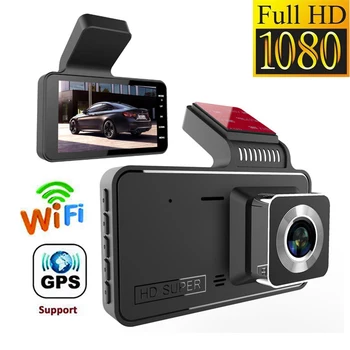 Autó DVR WiFi 1080P Teljes HD-felbontású Kamera tolatókamera Tükör Videó Rögzítő Fekete Dobozt Parkolás Monitor Dashcam GPS-éjjellátó
