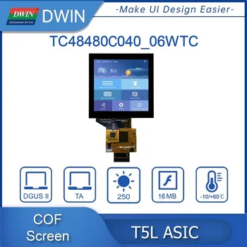 DWIN Új Érkezés 4.0 Inch 480*480 Pixel IPS COF Képernyő Különleges Használata Termosztát Tér Touch Panel, LCD Színes Kijelző