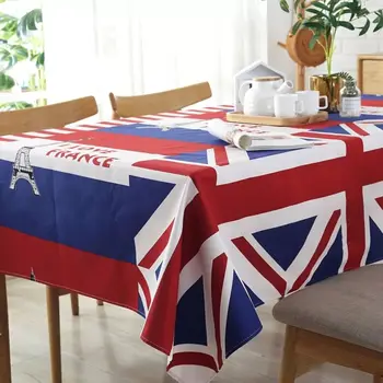 Egyesült Királyság zászló Pamut terítő Téglalap alakú Asztalterítő Nyomtatott Por Táblázat tartalmazza az Abroszt, lakberendezés