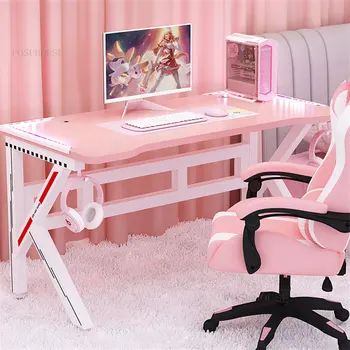 Egyszerű, Rózsaszín Asztali Számítógép Asztal Irodai Bútorok Hálószoba Lány Íróasztal, Internet Kávézó, Dupla Játék Asztal Számítógép Asztal