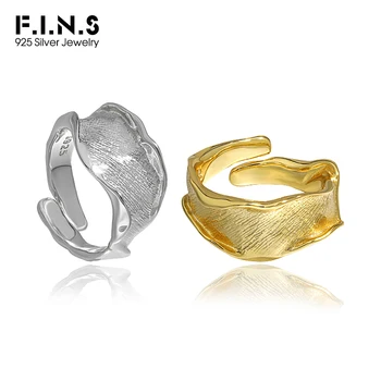 F. I. N. S Eredeti S925 Sterling Ezüst Gyűrű a Férfiak a Nők Szabálytalan Homorú Nyitva Állítható Széles Ujját Divat Finom Ékszerek