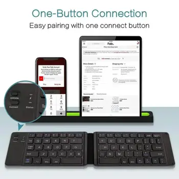Hordozható Összecsukható Bluetooth Billentyűzet Újratölthető Bluetooth Billentyűzet Ultra Slim Utazási Billentyűzet IOS, Android, Windows