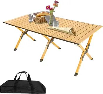 Kemping Asztal Összecsukható, Hordozható, Stabil Tábor Kerti Összecsukható Asztal,Könnyen Telepíthető Összecsukható Asztal Kemping Piknik Barbecue-Ba