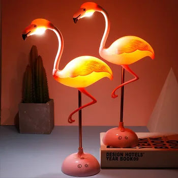 LED-es Flamingo Este Könnyű Érintés Olvasó asztali Lámpa a Gyermekek, USB-Töltés, Nappali, Hálószoba, Dekoratív Lámpa Világítás