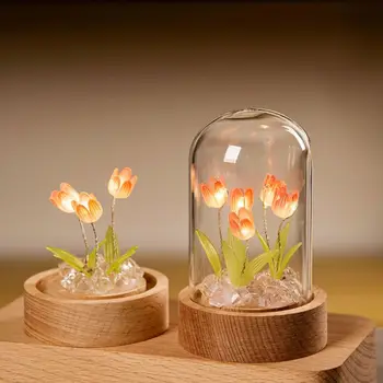 LED Tulipán Virág, asztali Lámpa, Éjjeli Fény elemes DIY Anyag Csomag házassági Évforduló Kellékek Haza Dísz