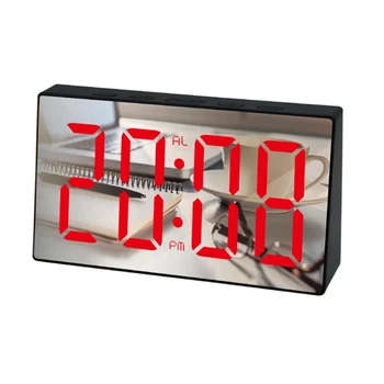 LED Tükör Ébresztőóra Digitális Szundi asztali Óra, Kelj Fel, Fény, Idő, Hőmérséklet Kijelző lakberendezési Óra Piros