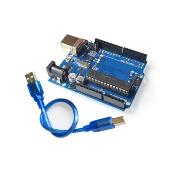 magas minőségű, Egy meghatározott UNO R3 Hivatalos Doboz ATMEGA16U2+MEGA328P Chip Arduino UNO R3 Fejlesztési tanács + USB KÁBEL