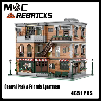 MOC City Sorozat Central Perk & Barátok Apartman Street View Modell DIY Össze Tégla Épület Tömb Játékok a Gyermekek Karácsonyi Ajándék
