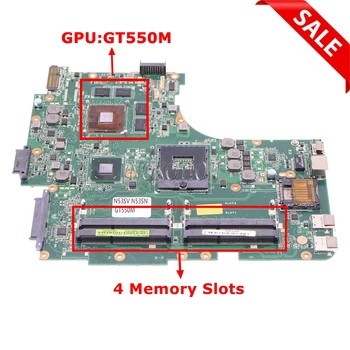 NOKOTION Laptop Alaplap Az ASUS N53SV N53SN N53SM GT550M 2G Notebook Alaplap 4 Memória Slot HM65 DDR3 Ingyenes CPU