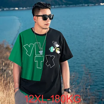Nyári férfi ifjúsági patchwork póló rövid ujjú hip-hop tees plusz méret 9XL 10XL 12XL nyomtatás Rajzfilm high street tshirt maximum