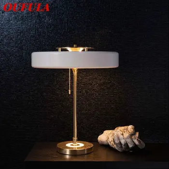 OUFULA Modern asztali Lámpa LED-es Évjárat Kreatív, Egyszerű, Fehér ágy mellett, asztali Lámpa Otthoni Nappali, Hálószoba Decor