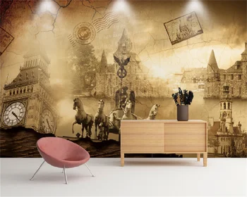 Saját háttérképet Európai nosztalgikus klasszikus építészeti freskó nappaliban kanapé háttér falat díszítő festés behang