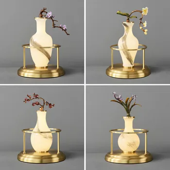 TEMAR Modern Kínai asztali Lámpa Kreatív Egyszerű Váza Üveg LED Réz asztali Lámpa Otthoni Nappali Éjjeli Dekoráció