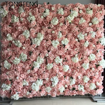 TONGFENG 8db/Sok Mixcolor 3D-s Esküvői Virág Fal Panelek Futó Mesterséges Selyem Rózsa, Bazsarózsa Haza Háttér Dekoráció