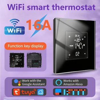 Tuya WiFi Intelligens Termosztát Elektromos padlófűtés Víz/Gáz Kazán Hőmérséklet Távirányító LCD Kijelző érintőképernyő