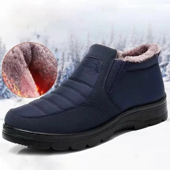 Téli Hó Csizma Férfi Slip-Boka Csizma Meleg Szőrme Kényelmes Cipők csúszásmentes 2021 Új Botas Férfi Cipő Zapatos