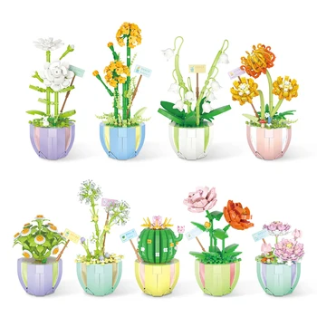 Virágok illata Épület-Blokk, 3D Modell, Játék, Kreatív DIY Szukkulens Növény, a Befőzés Irodai Dekoráció Közgyűlés Tégla Lány Játék, Gyermek Ajándék
