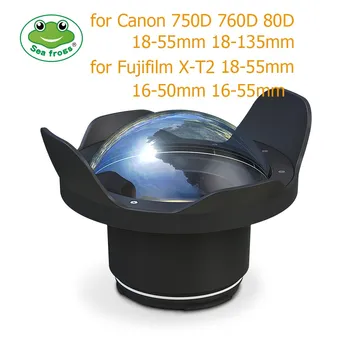 Víz alatti 40m Széles Látószögű Objektív Kupola Port Sony A7R III Canon 750D 760D 80D Fujifilm X-T2 Kamera Ház Esetben Halszem