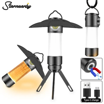 XPE Kemping Lámpa Hordozható Munka Lámpa Hangulat Lámpa 5 Módok C-Típusú USB Tölthető Zseblámpa Vízálló Túrázás Sürgősségi Lámpa