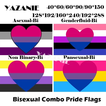 YAZANIE 128*192cm/160*240cm/192*288cm LMBT Aszexuális Genderfluid Nem Bináris Pansexual Biszexuális Rainbow Car Kézi Combo Büszkeség Zászlók