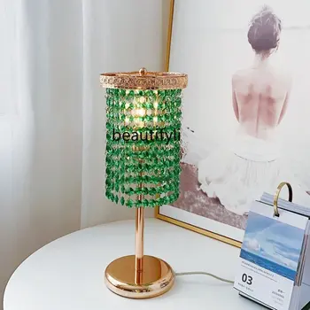 yj Modern francia Bejegyzés Lux Retro Zöld Kristály asztali Lámpa olasz-Amerikai asztali Lámpa