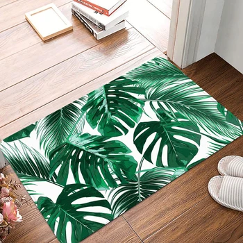 Zöld Trópusi Palm Leaf Fürdőszoba Szőnyeg Szett Szőnyeg Aiboduo Fürdőszoba Szőnyeget, Szőnyeg Friss Stílus padlóburkolat csúszásmentes Lábtörlő