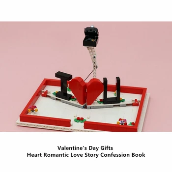 Épületek Blokkok MOC Valentin Napi Ajándékok DIY Szív, Romantikus Szerelmi Történet Vallomás Könyv Modell DIY Játékok Gyerek