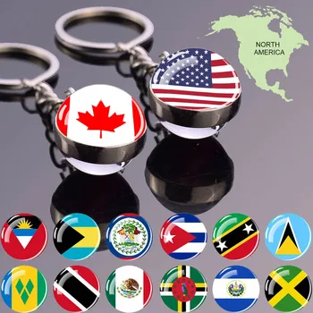 Észak-Amerikai Országok Zászló Keychains Üveg Labdát Kulcstartó Egyesült Államok, Mexikó, Kanada Ország Nemzeti Zászló Ékszerek, Kulcstartók