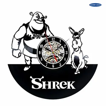 Új CD Bakelit falióra Shrek Friss Design Óra Fali Dekoráció, Otthon Classic Óra Relogio Parede Freskó Dekoratív Órák