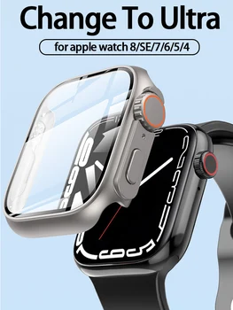 Üveg+tok Apple Óra 8 7 45mm, 41 mm-es Frissítés az Apple Nézni Ultra 49mm képernyővédő fólia PC-Fedezze iwatch se 6 5 40mm 44mm