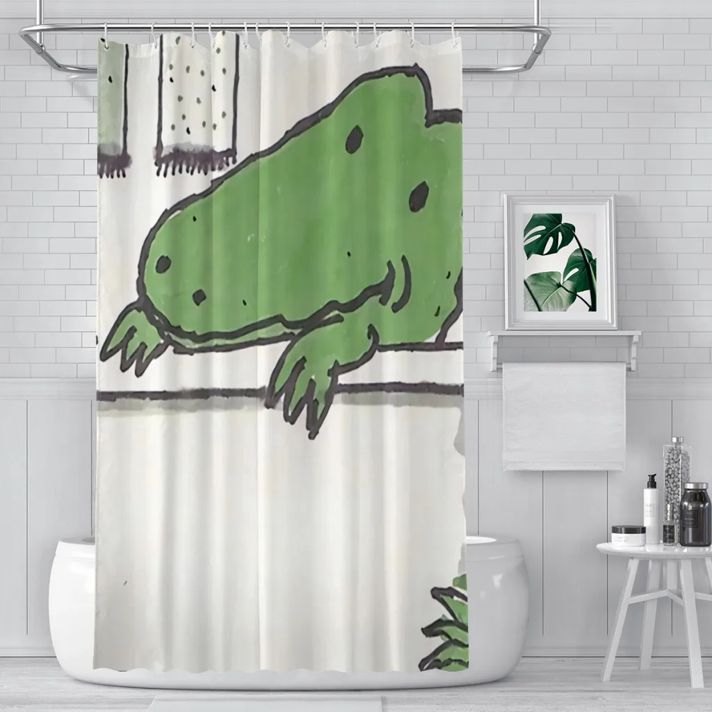 Lyle Krokodil Fürdő Fel Zuhanyzó Függöny Vízálló Szövet CreativeBathroom Dekoráció kampós Otthoni Kiegészítők