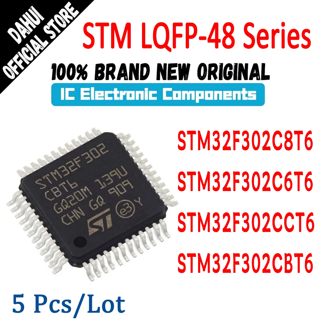 5db STM32F302C8T6 STM32F302C6T6 STM32F302CCT6 STM32F302CBT6 STM32F302C8 STM32F302C6 STM32F302CC STM32F302CB IC MCU Chip LQFP-48