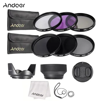 Andoer 52 mm-es Objektív Szűrő Készlet UV+CPL+BNY+ND2 4 8 Carry Hordtáska / Objektív Sapka / objektívsapkát Jogosultja / Lencse Csuklyát / tisztítókendővel